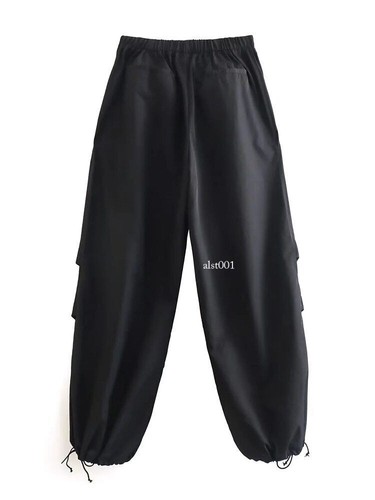 Women Fashion Parachute Cargo Pants Vintage Jogging Trousers High Elastic Waist - Picture 21 of 33