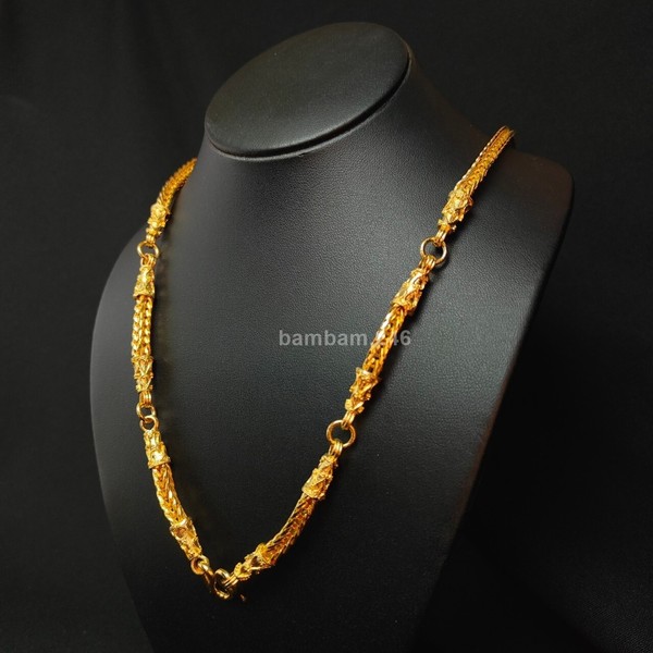 Alternate view of Baht Men's Chain Inch Necklace Thai Gold Plated Hoops For Amulets Buddha