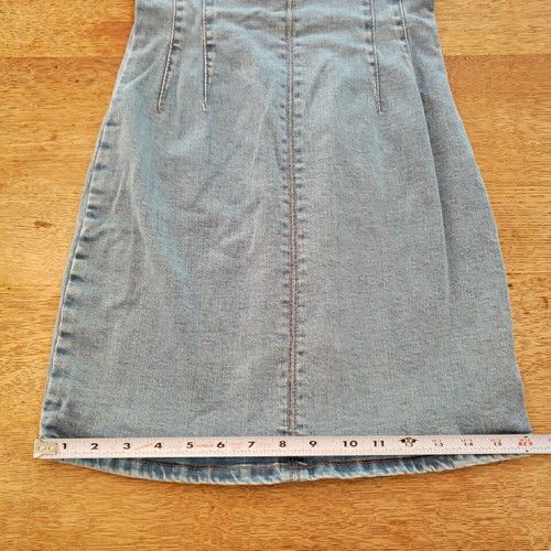 Aeropostale Denim Jumper Dress Sz XS Square Neck Back Zipper Adjustable Straps - Picture 12 of 12