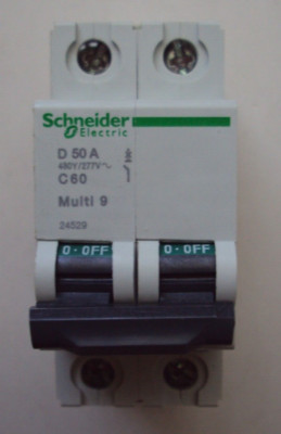 SCHNEIDER ELECTRIC 24529 MULTI9 C60 MINI SUPPLEMENTARY PROTECTOR 50AMP