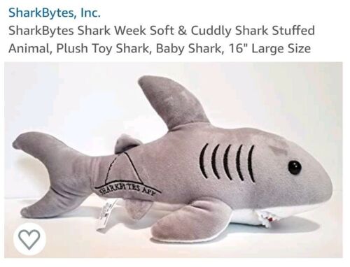 SharkBytes 16" Great White Shark Plush Stuffed Animal, non-profit,new,sealed bag - Picture 1 of 5