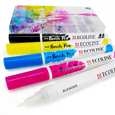 Set of Royal Talens Ecoline Liquid Watercolour Drawing Brush Pens  Primary