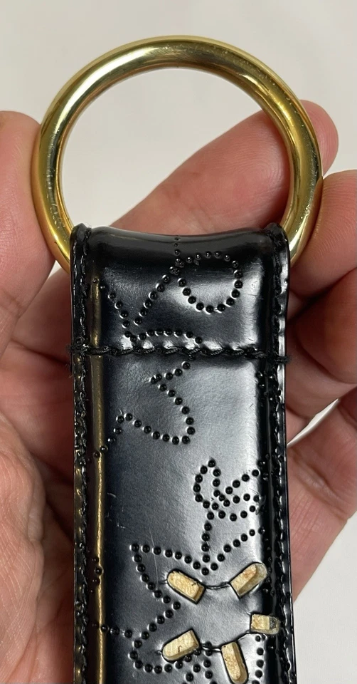 Lauren Ralph Lauren Dress Belt Small Floral Cut Out Italian Leather Hook & Loop - Image 4 of 4