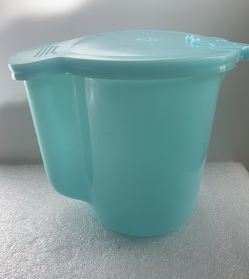 Vintage Tupperware Kanne komplett mit Deckel und Ausgießer blau/grün 5'' hoch 