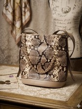 Michael Kors Python Print Shoulder Bag Beige Leather Gold Chain NWOT