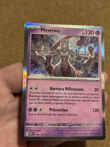Mewtwo 150/165 RARA HOLO Set Mew 151 Carta Pokemon Italiana Near Mint - Foto 6 di 10