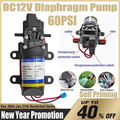 #ad High Pressure 60PSI DC 12V Water Pump Self Priming Sprayer Diaphragm Auto Switch $29.99