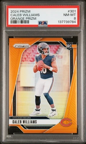 2024 PANINI PRIZM ORANGE PRIZM #301 CALEB WILLIAMS ROOKIE RC 184/249 PSA 8