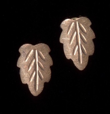 14K 10mm Solid Yellow & Rose Gold Diamond Cut Tree Leaf Petal Plant Earrings ~PJ