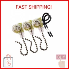 3 Pack Ceiling Fan Switch Zing Ear ZE-109 Two-Wire Light Switch, Wall Lights Pul