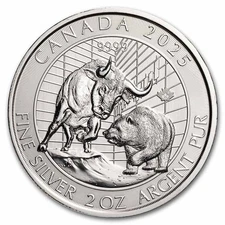 2025 RCM 2 oz Silver Bull and Bear BU