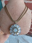 VINTAGE HATTIE CARNEGIE STYL MOONSTONE GLASS CAB RHINESTONE PIN PENDANT NECKLACE — photo 6