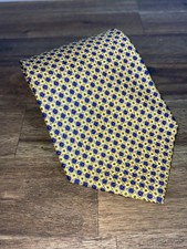 Vintage Ralph Lauren Polo Mens Luxury Silk Tie Geometric USA Made Yellow