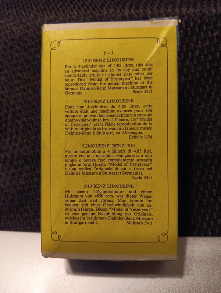 Vintage Matchbox Lesney Y-3 Models Of Yesteryear 1910 Benz Limousine Diecast - Image 4 of 4