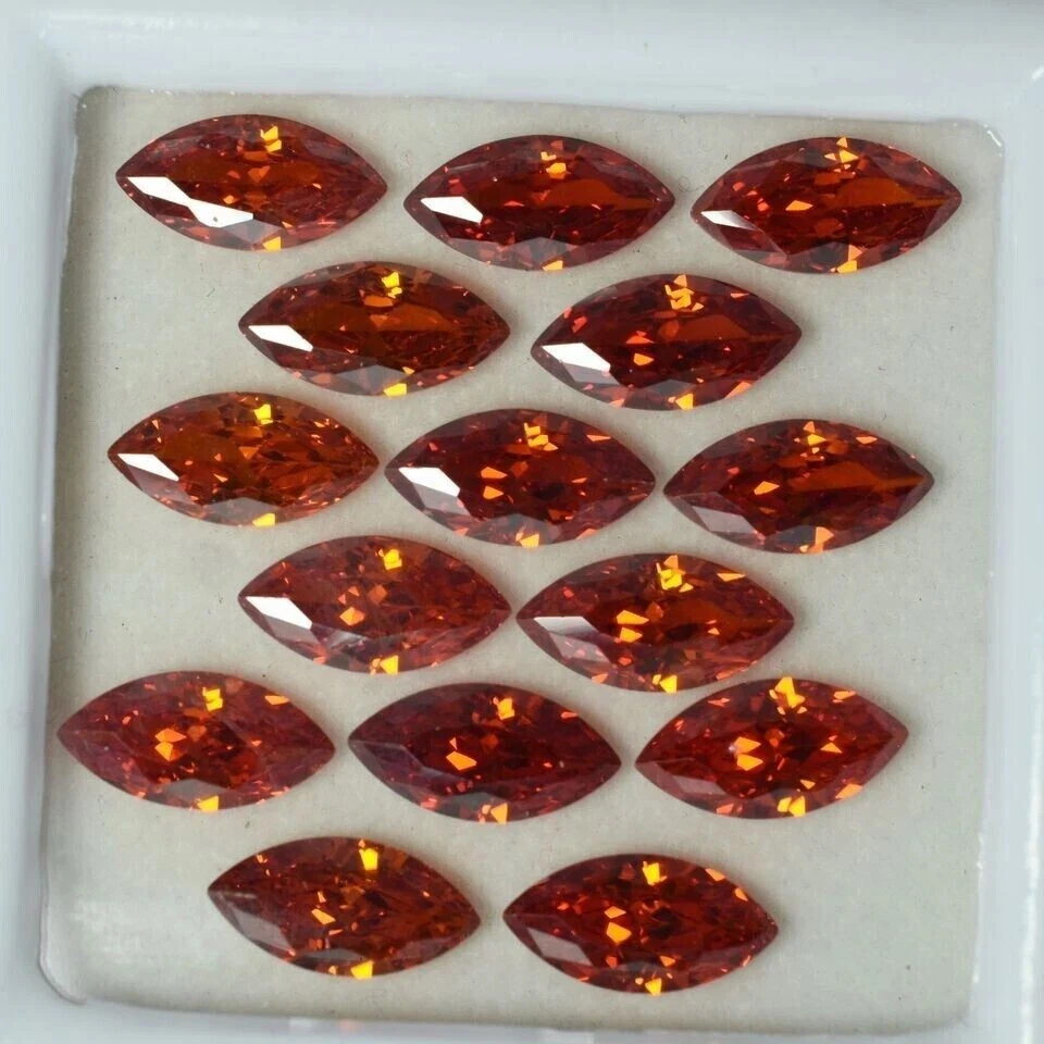 Lote de 100 piedras preciosas sueltas naturales de zafiro naranja corte marquesa certificadas + regalo Foto 3 de 4