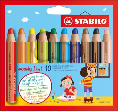 Multi-Talented Pencil woody 3 in 1 - Pack of 10 - Assorted Colors