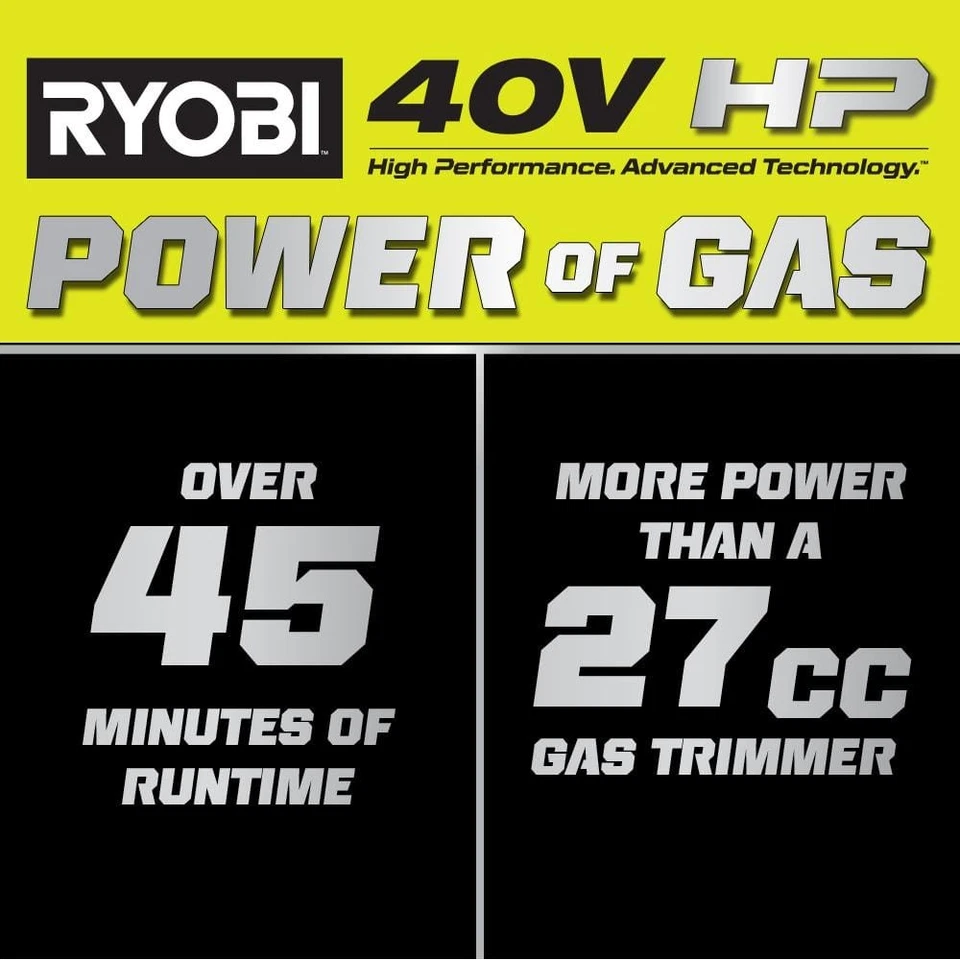 RYOBI 40V HP Brushless 16" Cordless String Trimmer Tool Only Carbon Fiber Shaft - Image 2 of 4