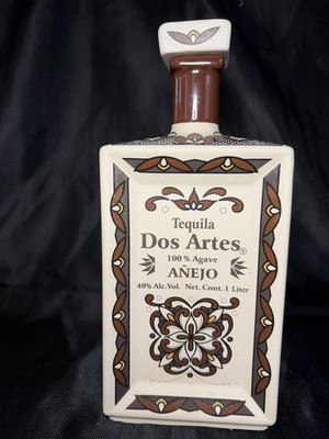 Dos Artes Anejo Tequila Empty 1 Liter Porcelain Ceramic Bottle