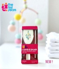 Vintage The First Years Baby Brush Comb White Set 1974 Flower Design - New