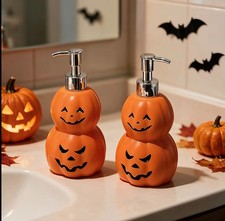1pc Halloween Synthetic Resin Jack-O'-Lantern Soap Dispenser, Cute Pumpkin-Theme