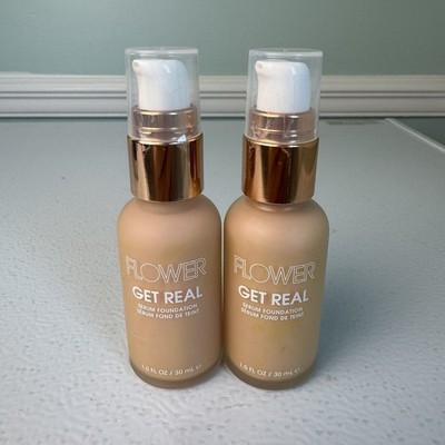 FLOWER BEAUTY Get Real Serum Foundation Warm Beige Lot Of 2 Made In USA 1 Oz