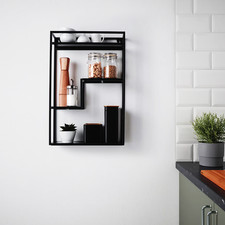 Black Metal Wall Shelf Display Unit – Modern Shelving for Home & Office
