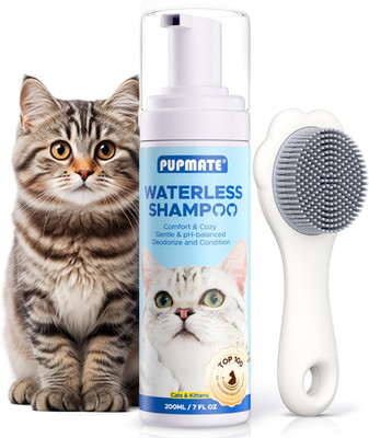 Cat Waterless Shampoo with Brush - No Rinse Formula for Quick Clean between Bath
