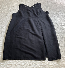 Adrian Jordan Linen Sleeveless Midi Dress Front Buttons Black Size 3X