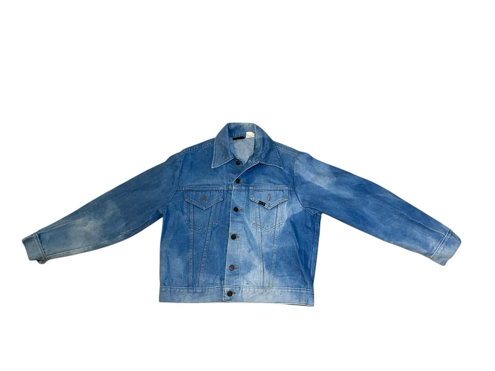 Vintage 70’s Sears Roebuck Men’s Blue Distressed Acid Wash Denim Jacket Size M
