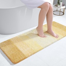 OLANLY Bathroom Rugs Mat, Extra Soft Absorbent 47" X 17", Light Yellow