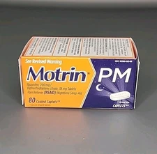 Motrin PM Caplets, 200 mg Ibuprofen & 38 mg Sleep Aid, 80 Ea 08/2027