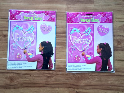 2 x AMSCAN Prinzessin Partyspiel (wie Pin The Tail) für 2-12 Spieler NEU VERSIEGELT