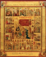The Fiery Ascension of Prophet Elijah Icon – 16 Scenes from His Life - Wall art