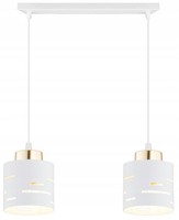 HäNgelampe Wohnzimmer 2-Flammig Weiß Gold E27 L:40 Cm Pendelleuchte Esszimmer
