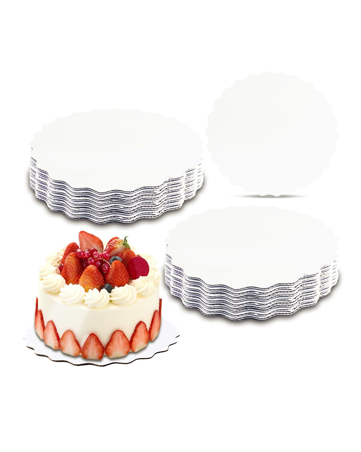 New Best qiqee 10 Inch White Wave Cake Boards Round 15-Packs Circles Rounds Base