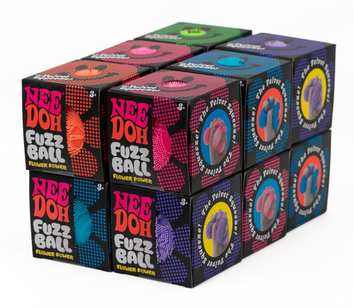 NeeDoh Fuzz Ball Flower Power Lot of 12 Assorted Schylling - NEW