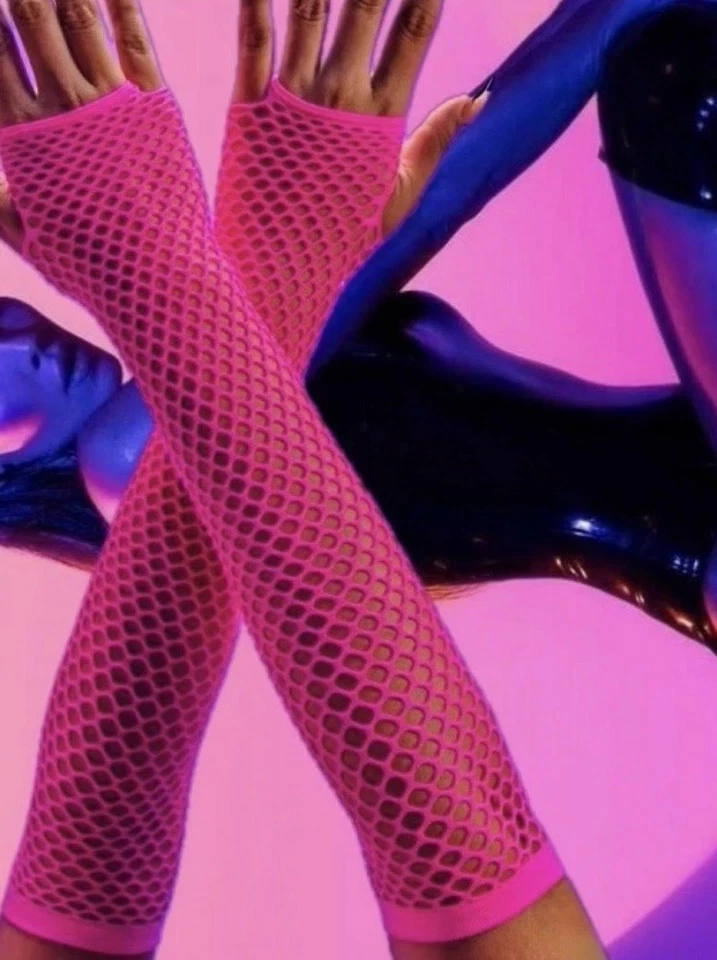 3pr Womens Sexy Long Elbow Stripper Fingerless Gloves Gothic Cosplay Accessories - Image 2 of 4