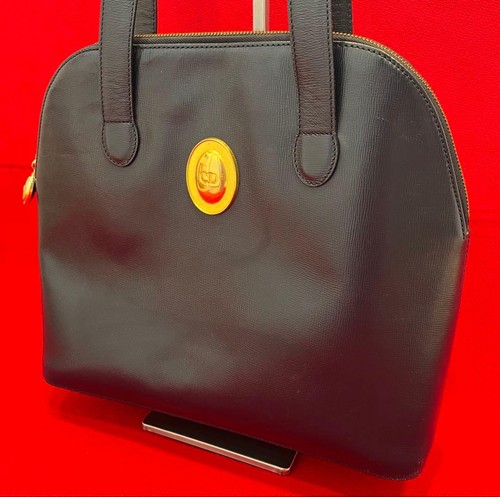 Dior Navy Blue Leather Shoulder Tote Bag CD Hardware