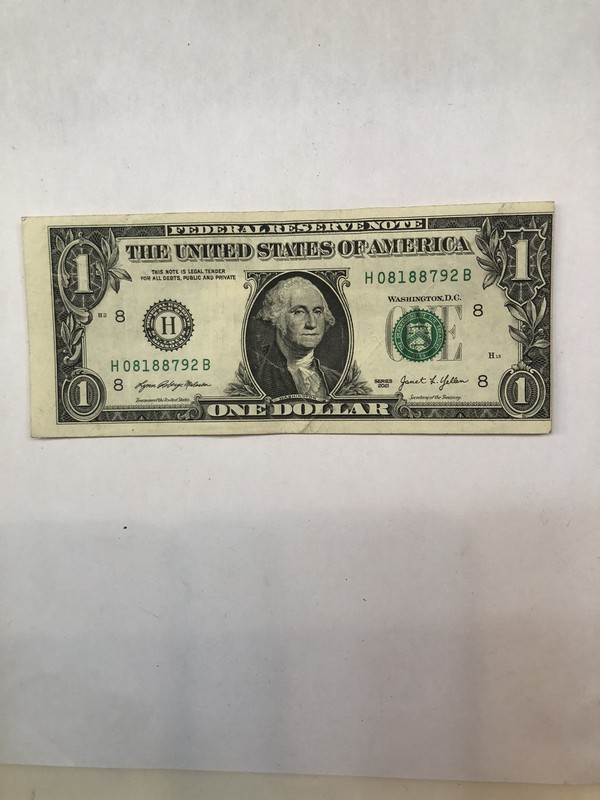 Extremely Miscut Off Centered Circulated 2021 $1 Dollar Bill