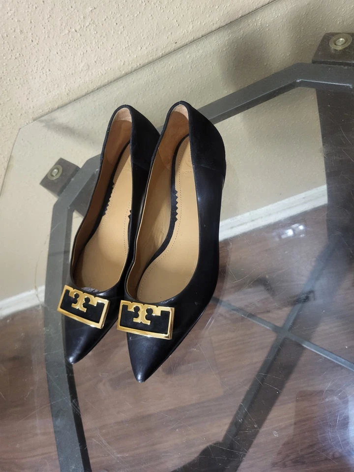 Zapatos para mujer Tory Burch de gamuza y cuero negros, talla 8,5 M, estado en muy buen estado Foto 4 de 4