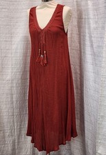 New Directions Midi Tunic Sundress Sz L Sleeveless Boho Beach Tassels
