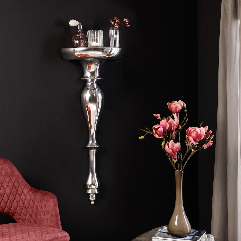 Design Wandkonsole SCALA Alu 80 cm Barock Beistelltisch silberfarbig Wand-Tisch