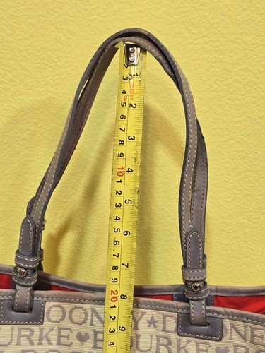 Dooney and Bourke Cream With Gray Monogram Lettering Handbag Red Interior Lg 15" - Picture 16 of 16