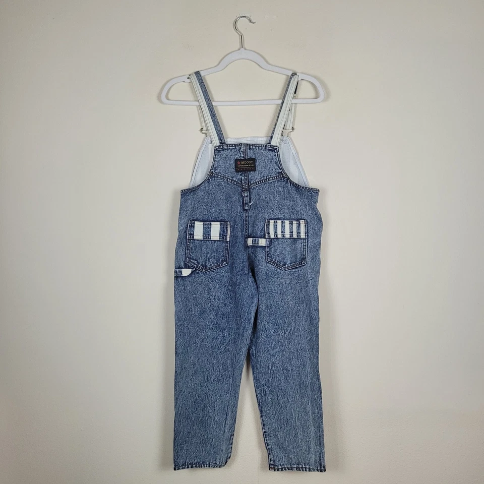 90s VTG Mighty Morphin Power Rangers Overalls Kids 14 Acid Wash Denim Bib Retro - Image 3 of 4