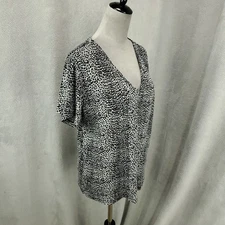 Rails Linen Top Womens Large The Cara V Neck Heather Lynx Animal Print Pullover