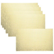 6pcs 11.8" x 17.7" Shiny Mirror Placemats Disco Table Place Mats, Champagne Gold