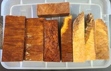 Lot of 8 Australian Mixed Burl Wood Blanks - Pen Knife Handle Live Edge Blank