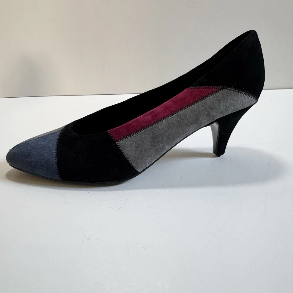 Tacones vintage años 80/90 Connie Eliza color bloque gamuza rosa, talla 8,5 Foto 4 de 4