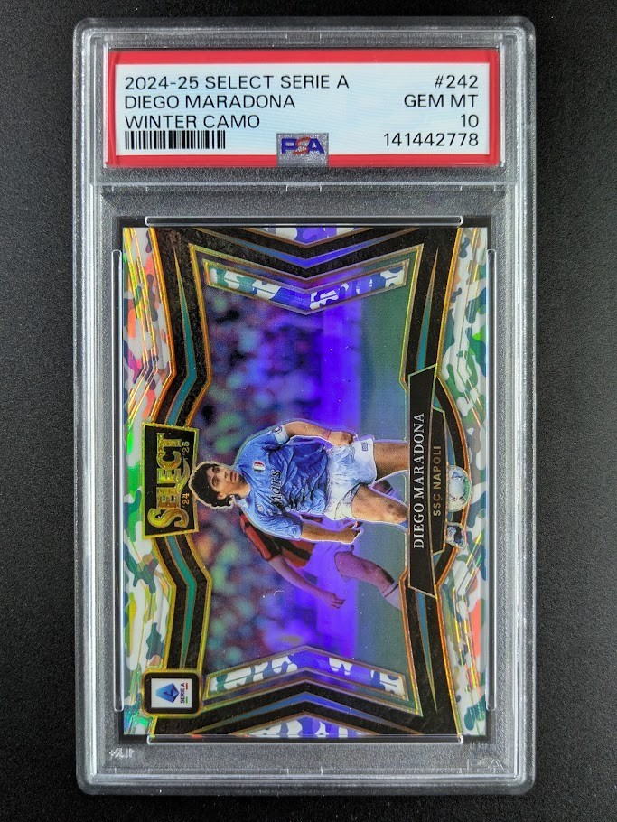 2024-25 Panini Select Serie A DIEGO MARADONA 4/30 Winter Camo Prizm #242 PSA 10