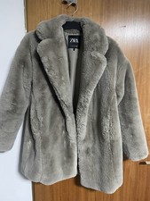 Zara Fellmantel Grau Größe M Damen Wintermantel Elegant